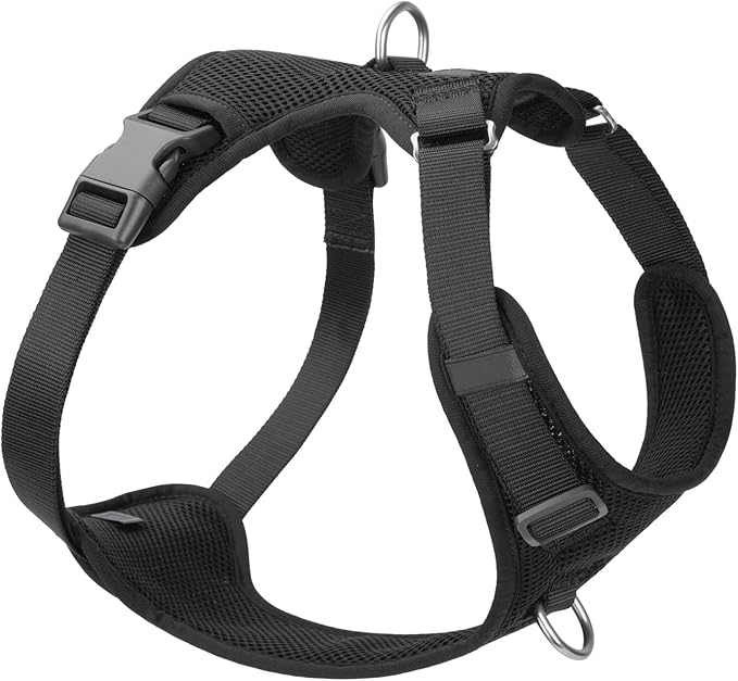 No Pull Dog Harness for Small Medium Large Dogs - Adjustable 2 Layer Mesh Dog Vest with Dual Clip, Escape Proof, Quick Release, Lightweight Breathable Mesh for Walking Hiking (Black,S)