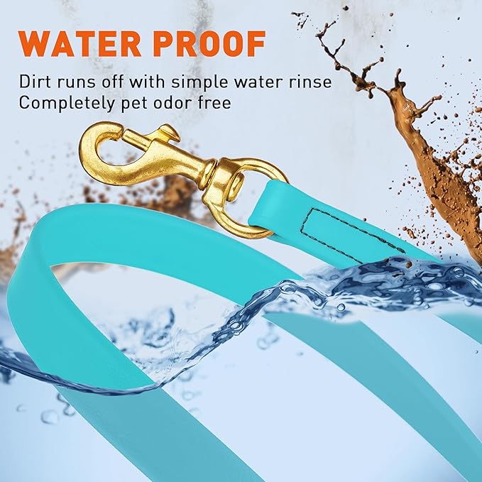 Viper Biothane K9 Working Dog Leash Waterproof Lead for Tracking Training Schutzhund Odor-Proof Long Line with Solid Brass Snap for Puppy Medium and Large Dogs, 33ft Sky Blue