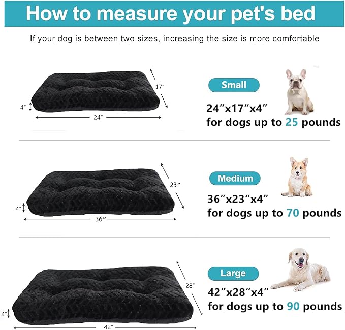 42 Inch Crate Bed for XLarge Dogs Washble with Anti-Slip Pet Sleeping Mat for Dog Cages Up to 90 lbs Pet Crate Pillows Kennel Pad 42" x 28" Black