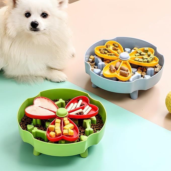 Elevated Slow Feeder Bowl for Cats and Dogs - Raised Puzzle Food Dish with Non-Slip Stand, Anti-Choke Maze Design for Fast Eaters, Indoor Pets - Improves Digestion for Kittens, Puppies (Blue)