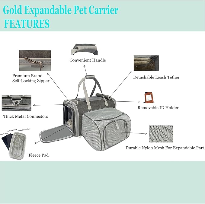 Mr. Peanut's Gold Series Standard Size Airline Compliant Expandable Pet Carrier V3.0