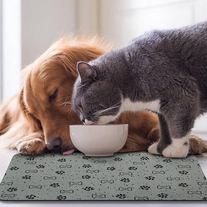 Dog Food Mats,Cat Absorbent Water Bowl Feeding Mats Pet Placemats for Food and Water Spot 16 * 24 inch