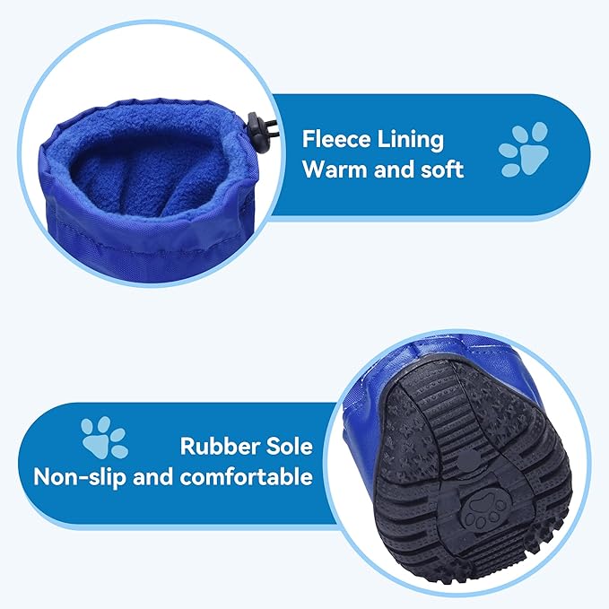 Hipaw Waterproof Dog Boots for Winter Snow Rain,Non-Slip Dog Shoes for Medium to Large Dogs,Extended Cuff Paw Protectors for Outdoor Walking Hiking