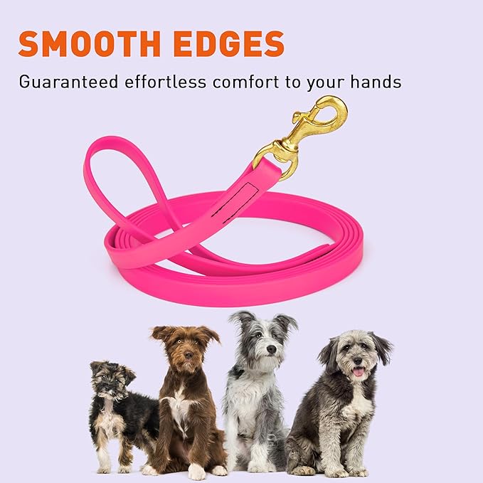 Viper Biothane K9 Working Dog Leash Waterproof Lead for Tracking Training Schutzhund Odor-Proof Long Line with Solid Brass Snap for Puppy Medium and Large Dogs, 20ft Passionfruit Pink
