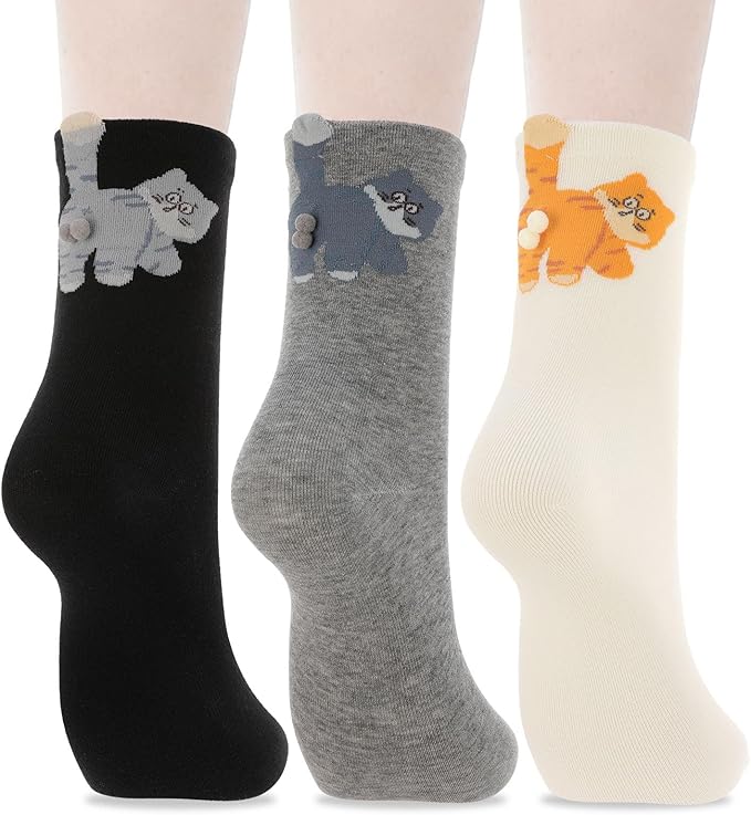 scenicamp Cute Funny Animal Socks for Women 3D Novelty Dog Cat Cotton Crew Socks for Girls Girlfriend Animal Lovers Gifts