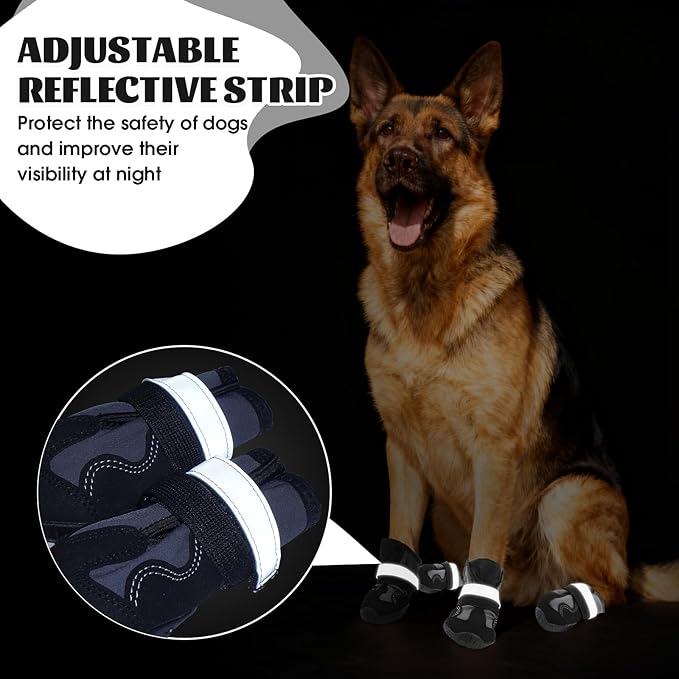 PURRLIA Dog Shoes 2 pck - Non-Slip Waterproof Dog Paw Protector, Soft Comfortable Safe、Easy to Wear, Dog Boots Suitable for Winter Snow and Summer Heat（Black 2#