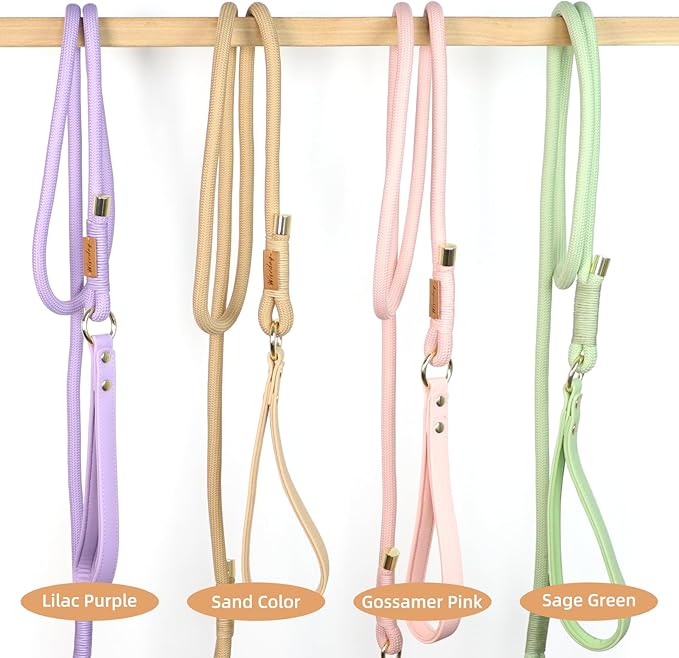 Wisedog Dog Leash for Small Dogs, 5FT Lightweight Rope Leash with PVC Soft Padded Handle, Rustproof 360°Swivel Buckle Heavy Duty for Medium & Large Dogs (Lilac)