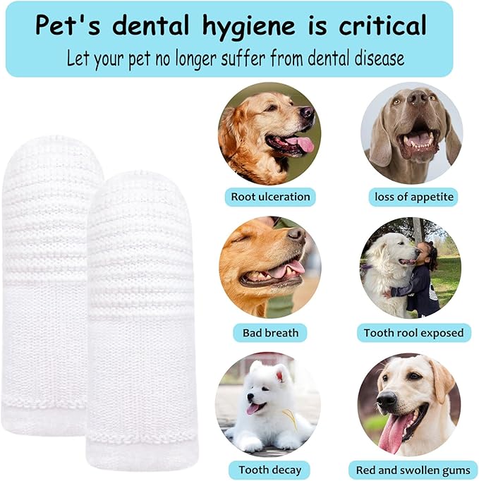 20 PCS Dog Toothbrush Pet Toothbrushs Finger Toothbrushs cat Too thbrush Washable & Comfortable & Durable 1 Set for 2 Fingers(20)