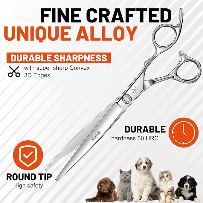 High-end Professional Dog Grooming Scissors Pet Grooming Shears 7.5 Inches Extremely Very Sharp Made Of Stainless Steel Alloy By Hand For Dog Cat Groomer