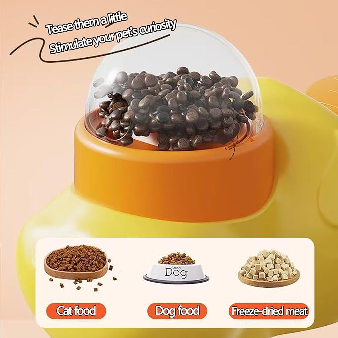 clhjinruoliu 2-in-1 Interactive Dog Puzzle Toy & Slow Feeder - Duck-Shaped Treat Dispenser, Press Tail to Rotate & Release Snacks, Food-Grade ABS, Washable for Small/Medium Dogs & Cats