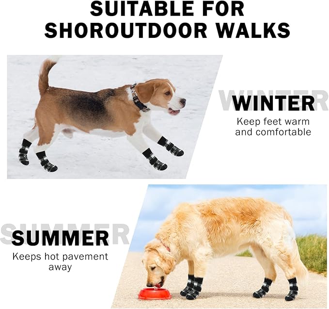 SCENEREAL 6Pcs Anti Slip Dog Socks to Prevent Licking Paws for Hot/Cold Pavement, Dog Grippy Socks for Hardwood Floors, Dog Shoes for Boots & Paw Protectors for Puppy Small Medium Large Senior Dogs
