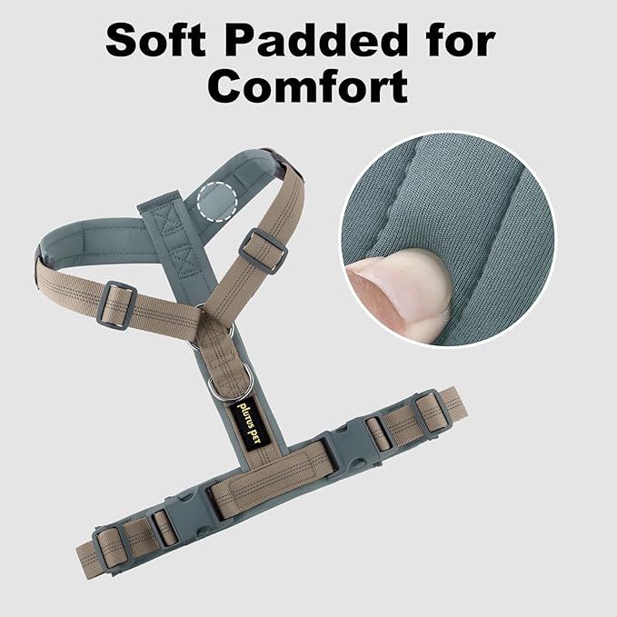 Plutus Pet No Pull Dog Harness, Adjustable Nylon Harness with Soft Padding, Reflective and Heavy Duty Dog Harness for Small, Medium, Large Dogs(Beige, XL)