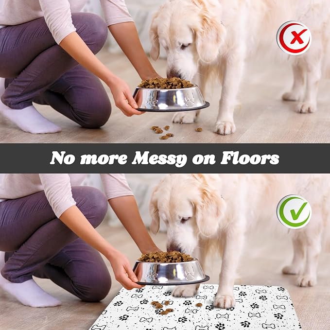 Dog Food Mats,Cat Absorbent Water Bowl Feeding Mats Pet Placemats for Food and Water Spot 24 * 32 inch