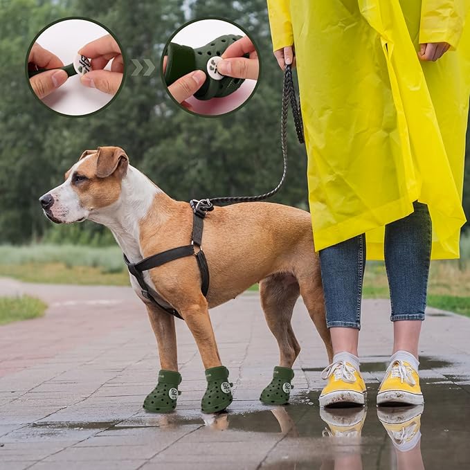 Dog Shoes Breathable Dog Shoe for Hot Pavement, Dog Booties and Paw Protectors, Non-Slip Waterproof Dog Sandals Boots (Green, S: (2.3’’x1.8'')(L*W))