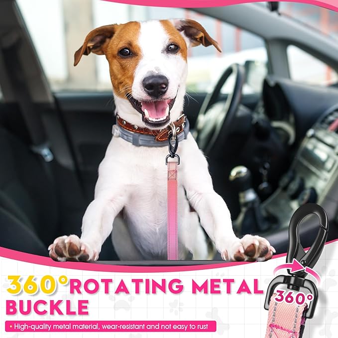 2 Piece Dog Car Seat Belt Harness Retractable Restraint for Car Headrest Adjustable Heavy Duty & Elastic & Durable Dog Car Seat Belt (Red)