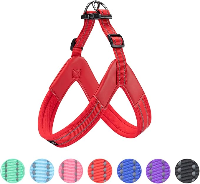EXCELLENT ELITE SPANKER No Pull Dog Harness Step-in Adjustable Reflective Vest Soft Padded Easy Pet Chest Strap with Leash Clips for Small Medium Large Dogs Walking Training (Red-S)