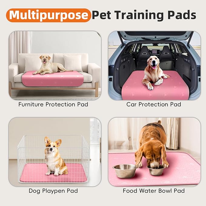 PJYuCien Washable Dog Playpen Mat, 2 Pack 36”x 36” Pink, Leak-Proof Reusable Puppy Pee Pads, Non-Slip Pee Mat for Whelping Pads, Crate, Potty Training, Puppy (Note: Mat Only, Playpen Not Included)