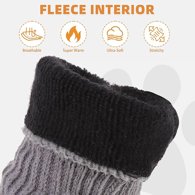 KOOLTAIL Anti Slip Winter Dog Socks to Prevent Licking Paws, Waterproof Snow Rain Long Dog Boots&Paw Protector, Warm Grippy Booties Reflective Double Straps for Hardwood Floor, Small Medium Large Dogs