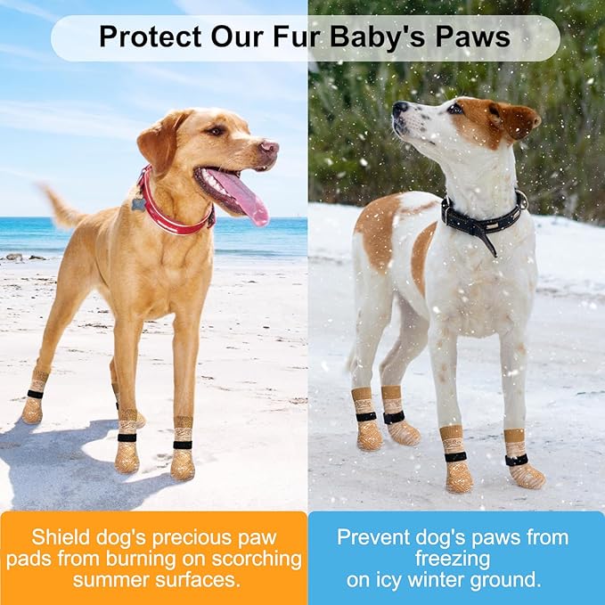 BEAUTYZOO Dog Socks to Prevent Licking Paws, Dog Shoes for Hot Pavement Small Medium Large Senior Dogs Booties, Non Slip Dogs Boots & Paw Protectors for Hardwood Floors Traction Control Indoor