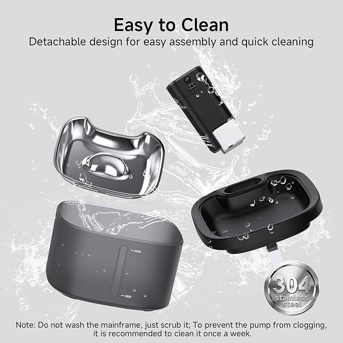 Wireless Cat Water Fountain with Stainless Steel Tray, 3.5L/118oz Rechargeable Battery Pet Water Dispenser, Ultra-Quiet Indoor Fountain with Motion Sensor, BPA-Free(8Filters)
