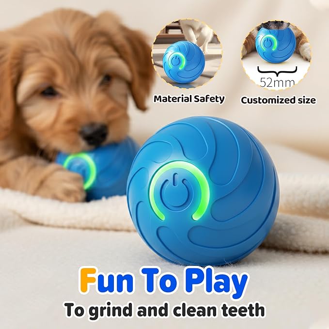 Shaky Ball for Dogs, 2026 Interactive Dog Toys Balls, 2.05‘’ x 2.05'' Automatic Moving Dog Toy, Automatic Rolling Ball, Vibrating Dog Balls Toy for Puppy Small Medium Dogs (B - Blue * 2pcs)