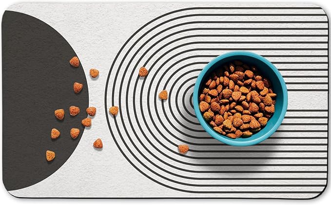 Dog Food Mats for Floors Waterproof, Cat Water Bowl Mats Pet Feeding Absorbent Mat Placemats for Food and Water Black Bohemia 12 * 20 inch