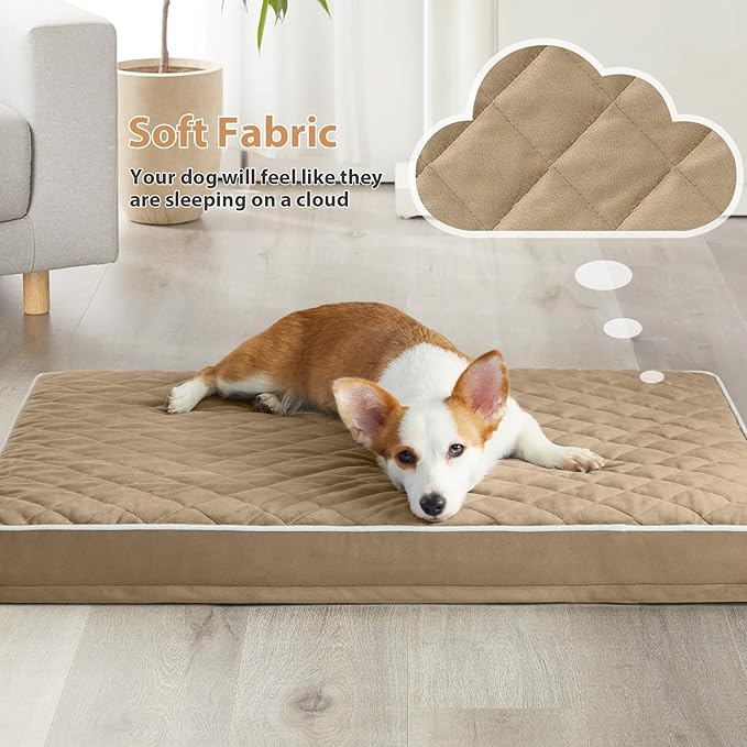 WNPETHOME Orthopedic Big Dog Beds Large Sized Dog, Waterproof Extra Large Dogs Bed with Removable Washable Cover, Multi-Needle Quilting Dogs Crate Bed
