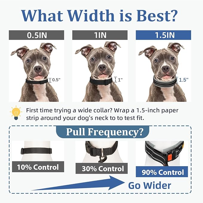 Mayerzon 1.5" Wide Martingale Collar for Large Medium Small Dogs Pitbull German Shepherd, No Pull Reflective Slip & Martingale Dog Collar with Buckle Soft Padded for Walking Training(Seattle Haze, M)
