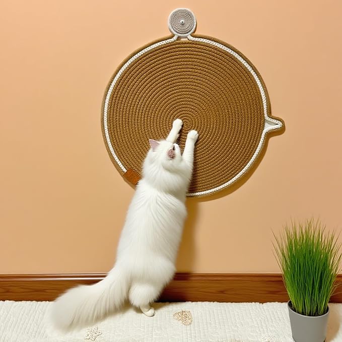 Cat Scratcher, 19.7'' Natural Cotton Rope Scratching Pad, Durable Cat Scratching Mat, Interactive Cat Toy,Large Size (Brown)