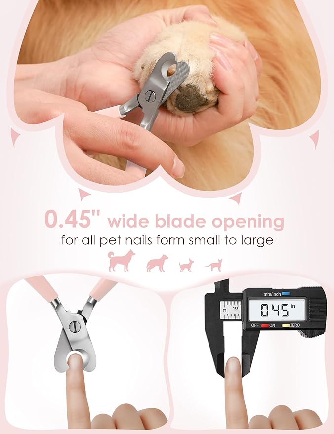 Heavy Duty Dog Nail Clippers -【Cuts Thick Nails Like Butter】【Upgraded Large Opening】 Professional Toenail Trimmer Razor Sharp Blade for Medium to Giant Breed (Pink)