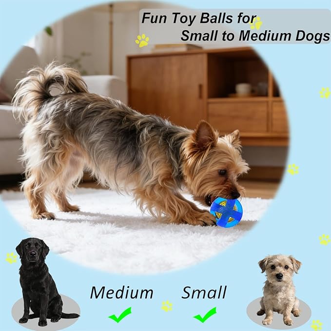 Mnubsrva Dog Ball Toy for Chewing and Treat Dispensing - Rubber Chew Balls, Interactive Dog Puzzle Ball Toys for Fun & Chew Time, Treat Dispensing Toys for Small Medium Breed, 3.5 Inch (Blue)