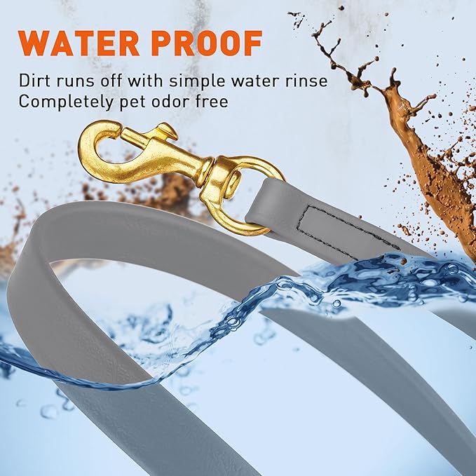Viper Biothane K9 Working Dog Leash Waterproof Lead for Tracking Training Schutzhund Odor-Proof Long Line with Solid Brass Snap for Puppy Medium and Large Dogs, 20ft Battleship Gray
