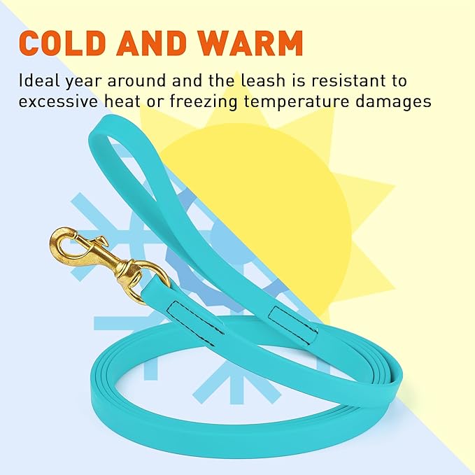 Viper Biothane K9 Working Dog Leash Waterproof Lead for Tracking Training Schutzhund Odor-Proof Long Line with Solid Brass Snap for Puppy Medium and Large Dogs, 33ft Sky Blue