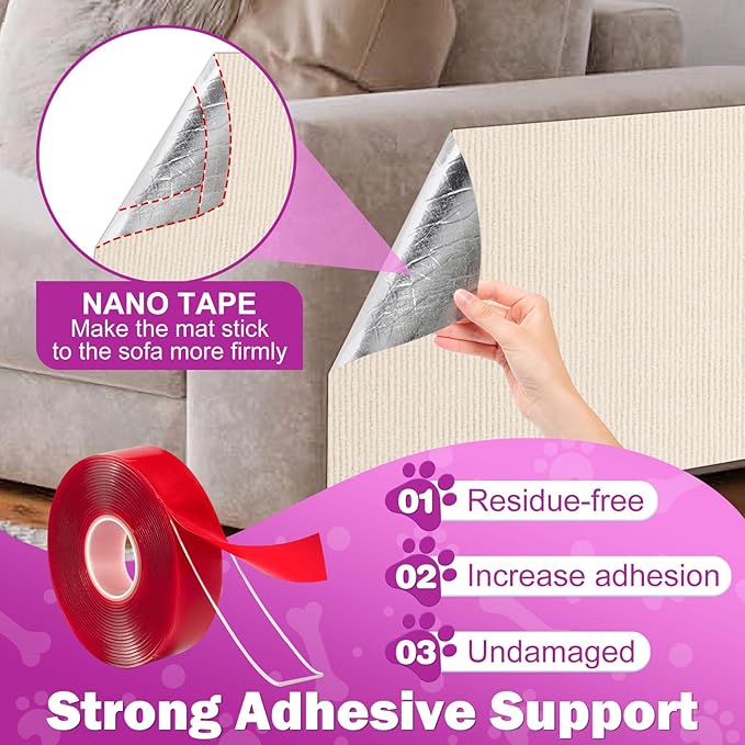 Anti Cat Scratch Couch Furniture Protector, 78.7x15.8 Wall Corner Scratcher Pads Mat, DIY Climbing Scratching Carpet Post Board Replacement