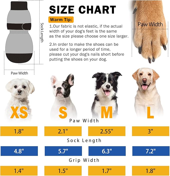 SCENEREAL 6Pcs Anti Slip Dog Socks to Prevent Licking Paws for Hot/Cold Pavement, Dog Grippy Socks for Hardwood Floors, Dog Shoes for Boots & Paw Protectors for Puppy Small Medium Large Senior Dogs