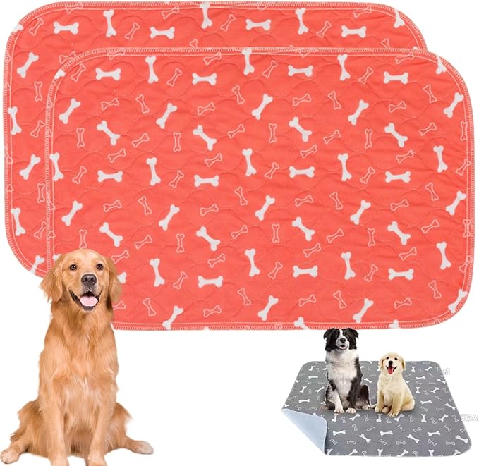 Dog Pads - Dog Pee Pad, Puppy Pads, Washable & Reusable (Red - Two Pack,XXL 36x55 inches)