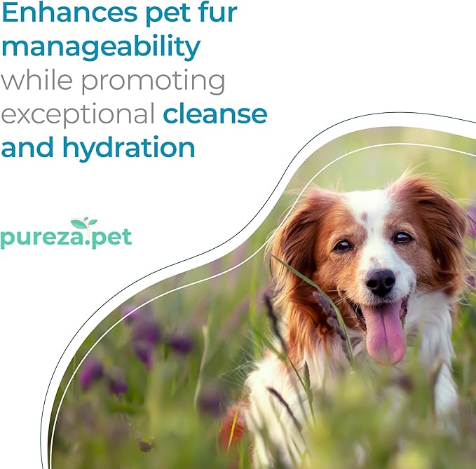 Nutrition Hypoallergenic Professional Shampoo for Pets - Fur Cleanse, Nourishment & Hydration, Pet Grooming Products, Horse, Cat and Dog Bath Supplies - Vegan, Paraben-Free - 33.8fl oz - PUREZA PET
