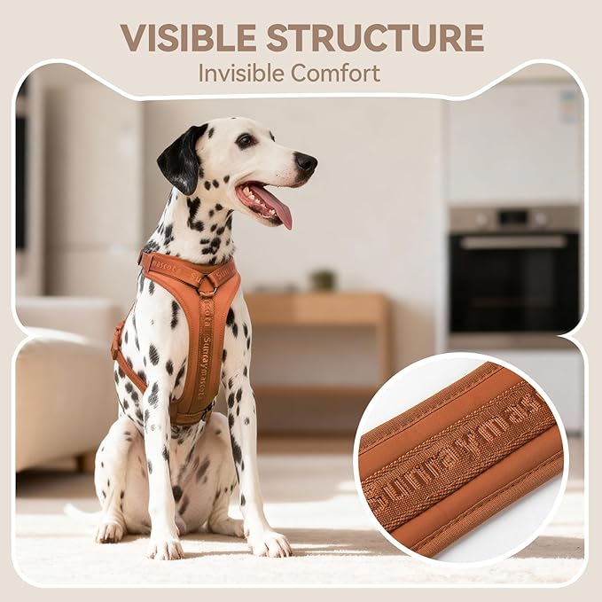 No Pull Dog Harness with Lycra, Three-Point Force Dispersion & 3D Padding, Adjustable Breathable Mesh for Small Medium Large Dogs(Carmel Brown,XS)