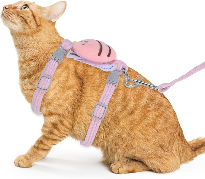 Kisangel Adjustable Small Cat Harness Vest with Decorative Puppy Design Breathable Soft Pet Walking Traction Rope for Dogs and Cats Comfortable Fit for Training and Outdoor Use