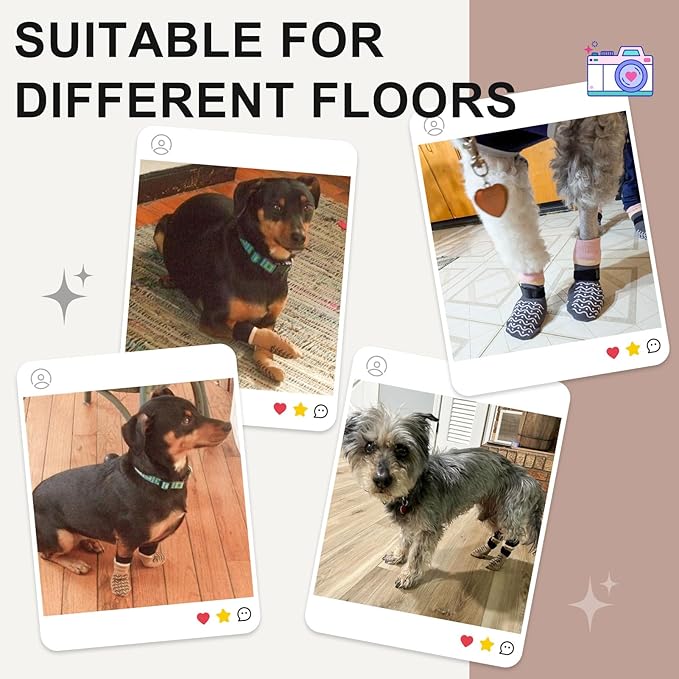 BEAUTYZOO Dog Socks, Non Slip Dog Socks to Prevent Licking Paws -Dog Boots & Paw Protectors with Grippers on Hardwood Floors, Dog Shoes for Hot/Cold Pavement Small Medium Large Senior Dogs Booties