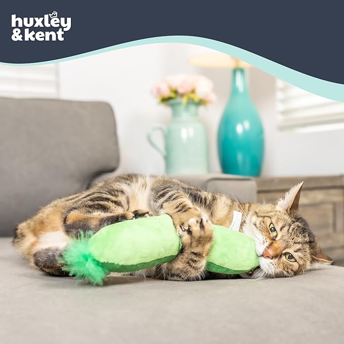 Huxley & Kent Kicker Plush Cat Toy - Interactive Catnip Toy for Cats & Kittens - Soft Canvas for Kicking & Batting - Fun Indoor Play - Pickle