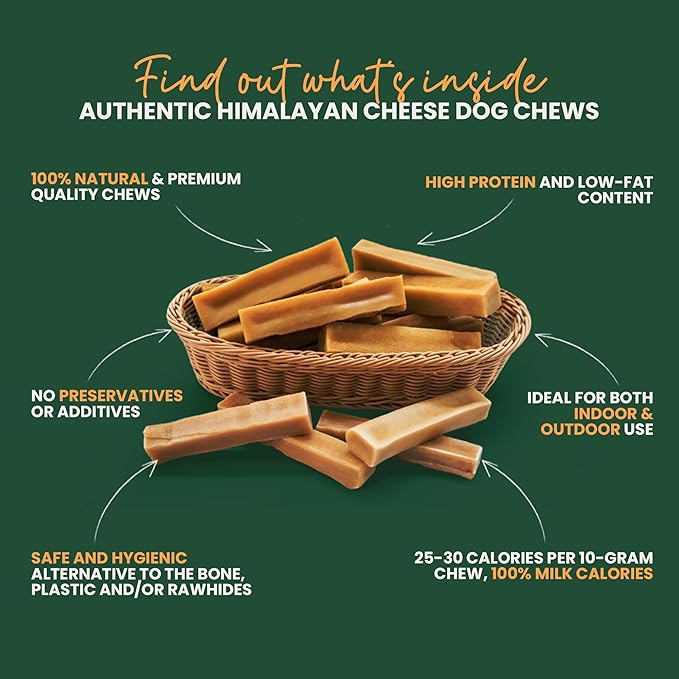 Authentic Himalayan Yak Cheese for Dogs - Medium (Pack of 3) - Sourced from Pristine Himalayan Foothill, Rawhide-Free, NO preservatives