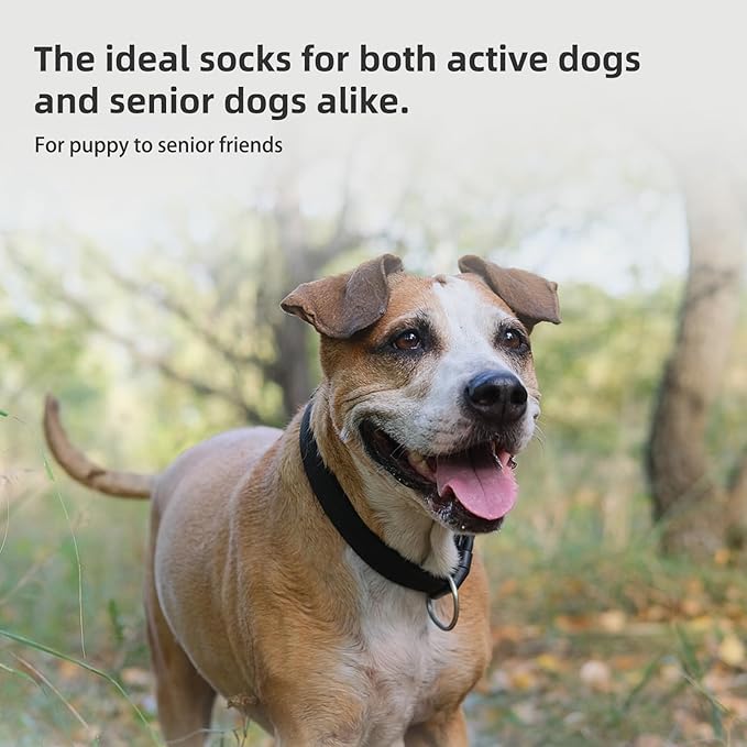 PUPTECK Anti-Slip Dog Socks with Double Sides Grips for Small Medium Large Dogs Hardwood Floors Prevents Licking, Dog Shoes for Hot Pavement Traction Control for Senior Dogs, Royal Blue, S