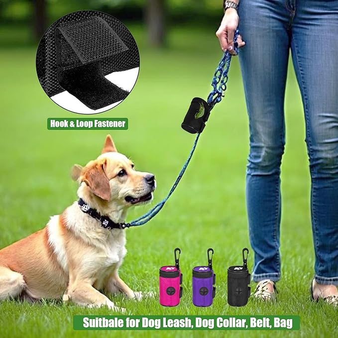 Dog Waste Bag Dispenser Pet Poop Bags Holder for Doggie Waste Bags Dispensers Soft Fabric Zipper Small Doggy Puppy Pouch for Leash Accessory Attachment with Carrier,Paw Print, No-XYBpink