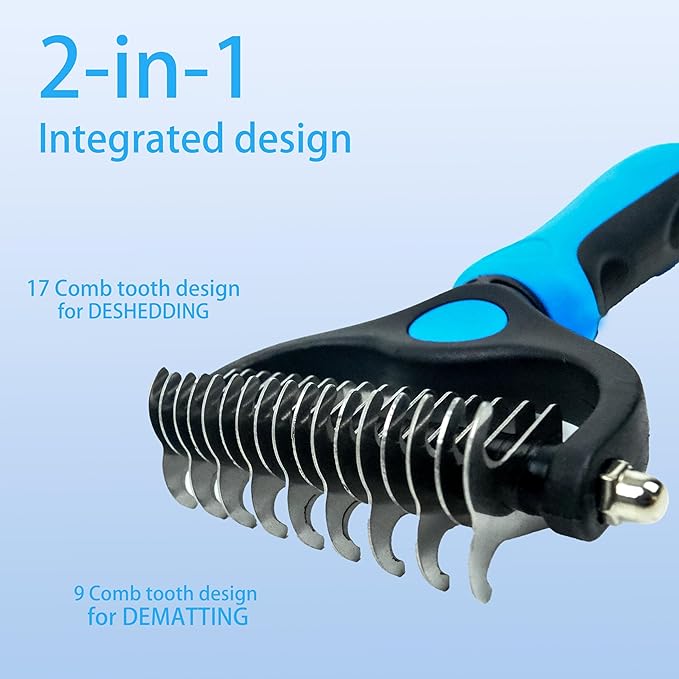 2PCS Pet Grooming Rake&Self Cleaning Slicker Brush，Undercoat Rake for Dogs & Cats ，Detangling and Dematting Long, Matted Fur on Cats and Dogs
