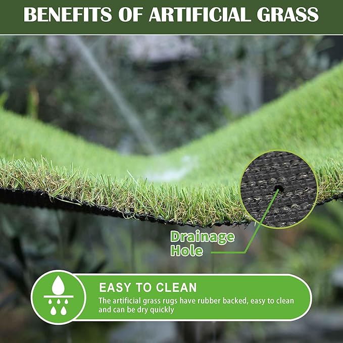 1.38" Artificial Grass Turf 4 x 10 FT, Dog Grass Pads Indoor Outdoor Garden Lawn Landscape Patio Turf Mat Thick Fake Faux Grass Rug Dog Pets Mat for Puppy Potty Training