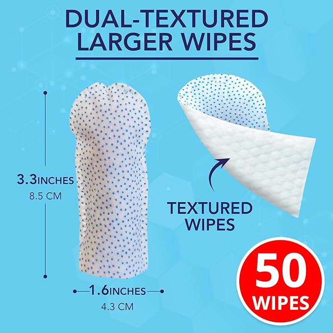 NOVEHA 100PCs Pets Dental Finger Wipes for Dogs & Cats | Freshens Breath, Reduces Plaque | Healthier Gums | Clean Teeth No Toothbrush | Vet Recommended Effective Natural Oral Care | Flavor-Free