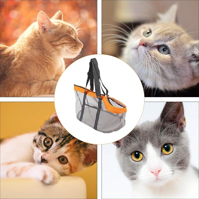 Lightweight Breathable Nylon Pet Carrier Bag for Cats Dogs Up Detachable Pad Comfortable Mesh Design for Travel Shopping Hiking Orange