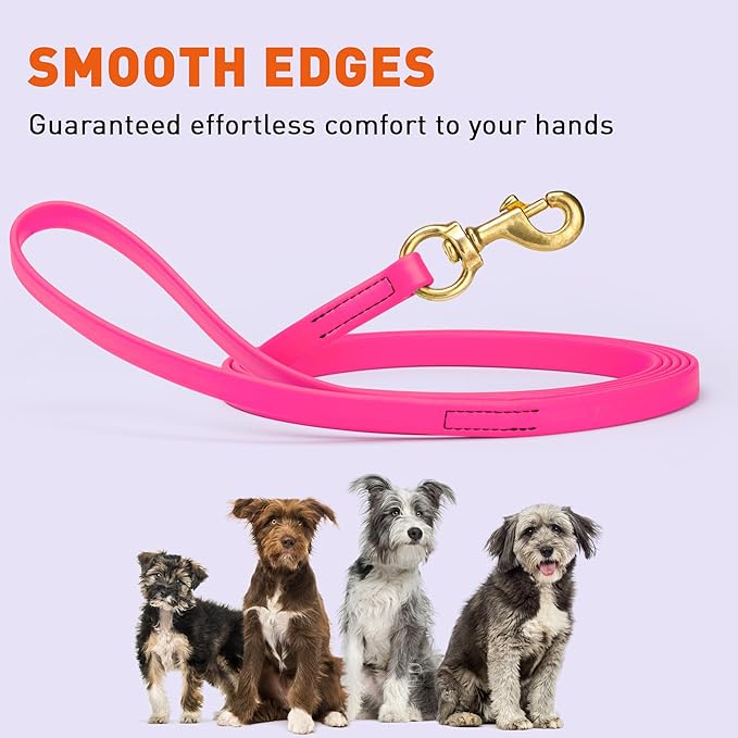 Viper Biothane K9 Working Dog Leash Waterproof Lead for Tracking Training Schutzhund Odor-Proof Long Line with Solid Brass Snap for Puppy Medium and Large Dogs, 10ft Passionfruit Pink