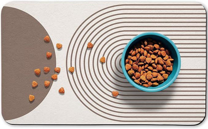 Dog Food Mats for Floors Waterproof, Cat Water Bowl Mats Pet Feeding Absorbent Mat Placemats for Food and Water Brown Bohemia 16 * 24 inch